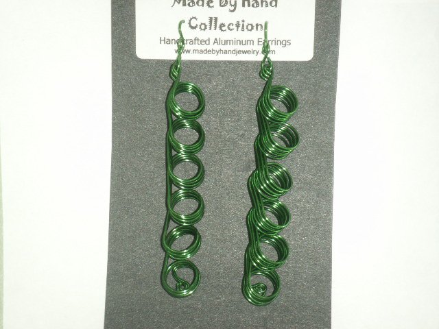 Forrest Green Long Circular Design Aluminum Earrings -FREE SHIPPING-