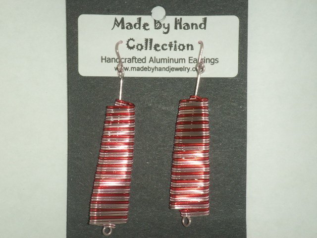 Cotton Candy Pink/Wild Red Linear Oval Design Aluminum Earrings -FREE SHIPPING-