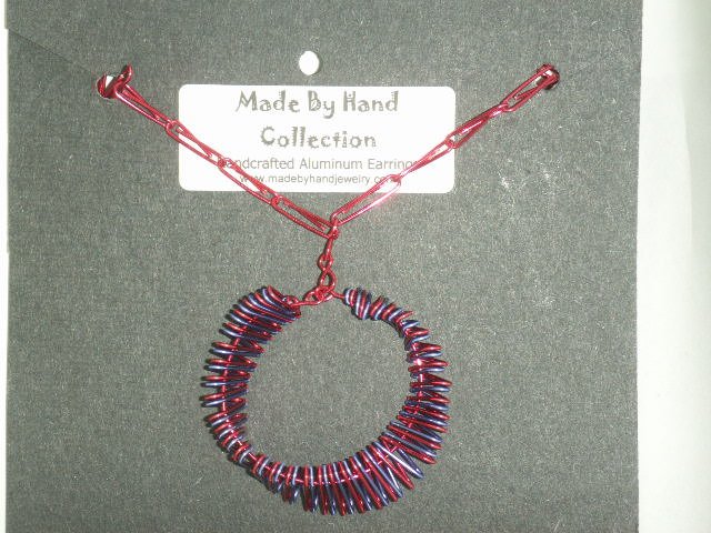 Skittle Purple/Wild Red Twisted Oval Design Aluminum Earrings -FREE SHIPPING-