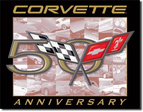 Corvette 50th Anninersary Logo TIN SIGN FREE SHIPPING