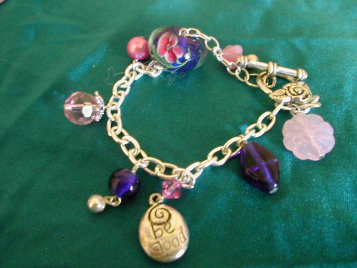 Handmade beaded charm bracelet - "Be Good"