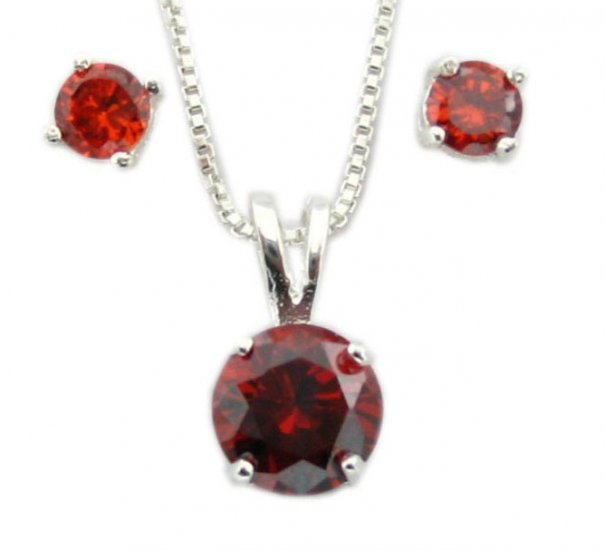Sterling Solitaire CZ Birthstone Earrings/Pendant