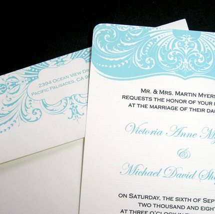 Aqua Blue Wedding Invitation Set