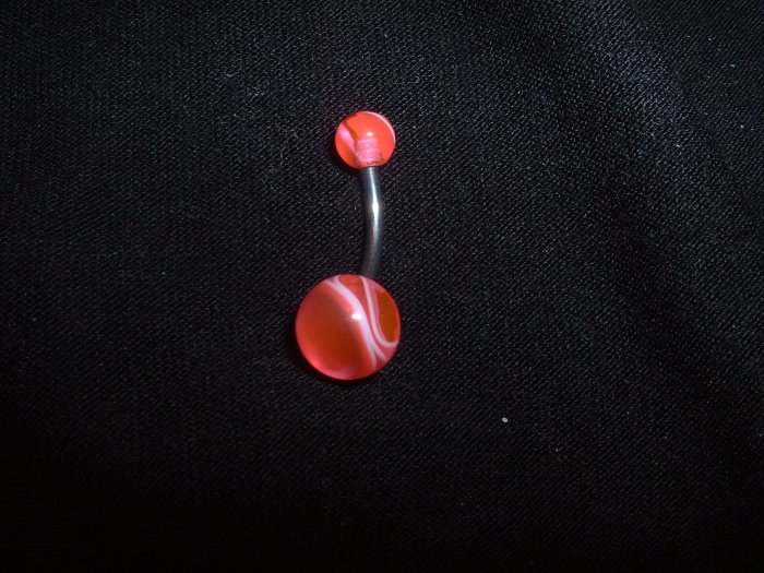 Pink Swirl Belly Ring 14G Curve *FREE SHIP*