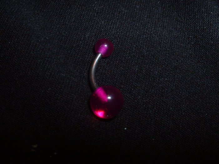 Purple UV Glow Belly Ring 14G Curve *FREE SHIP*