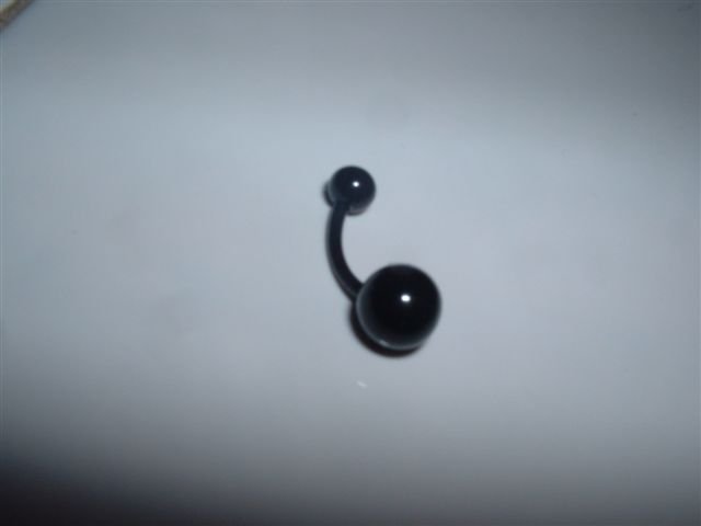 Solid Black Flexi Belly Ring 14G Curve