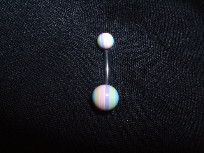 Rainbow Belly Ring 14G Curve *FREE SHIP*