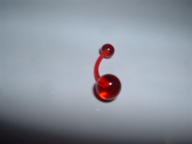Red UV Glow Flexi Belly Ring 14G Curve *FREE SHIP*
