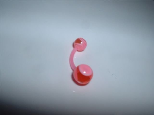 Pink Swirl UV Glow Flexi Belly Ring 14G Curve *FREE SHIP*