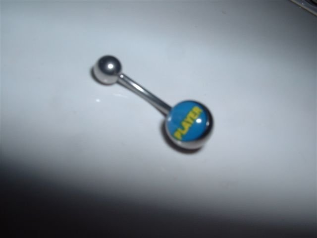 Logo Belly Ring "Player" 14G Bar *FREE SHIP*
