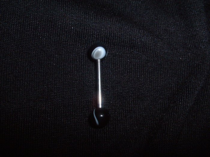 Black Swirl Tongue Ring 14G Bar or Nipple *FREE SHIP*