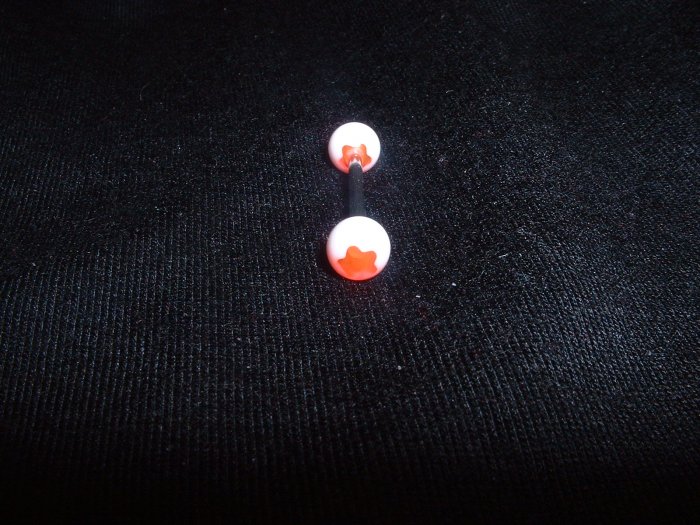 Pink Flower Dot Tongue Ring 14G Bar Nipple Rng *FREE SHIP*
