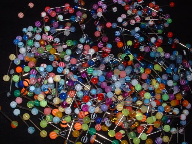 Set of 10 Tongue Rings 14G Bars or Nipple Rings *FREE SHIP*
