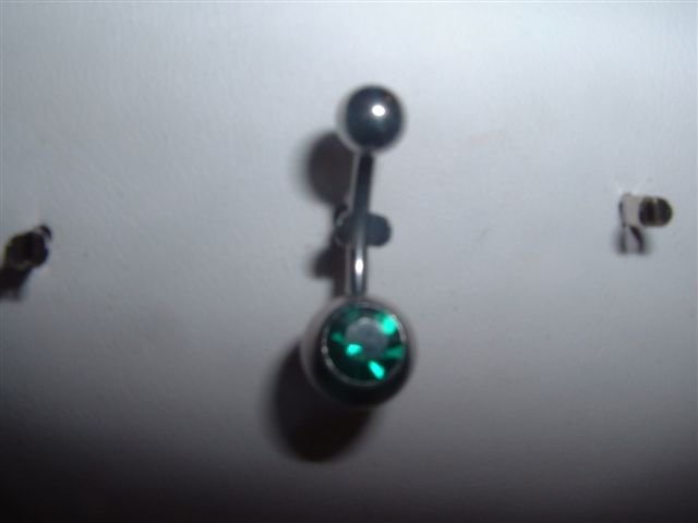 Swarovski Crystal Belly Ring 14G Emerald Gem *FREE SHIP*