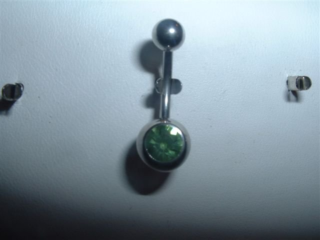 Swarovski Crystal Belly Ring 14G Light Green Gem *FREE SHIP*