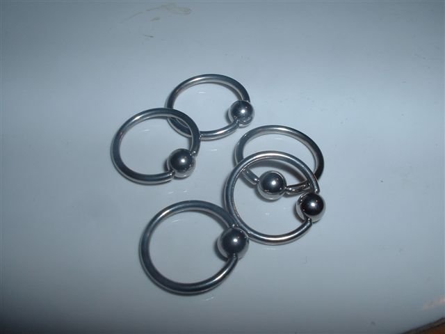 Lot of 5 Surgical Steel Captive Bead Rings CBR Half Inch