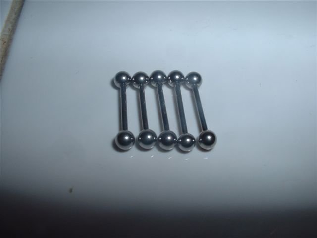 Set of 5 Eyebrow Rings 18G Straight Bars Surgical Steel *FREE SHIP*