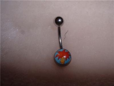 Logo Belly Navel Ring Side Show Bob 14G Steel Bar *New* FREE SHIP