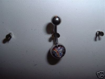 Logo Belly Navel Ring Gothic Butterfly Logo 14G New *Free Ship*