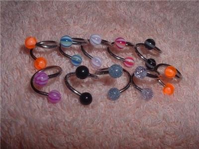 Set Of 10 Spiral Twist Belly Navel Rings 14G Mixed Acrylics *NEW* Free Ship