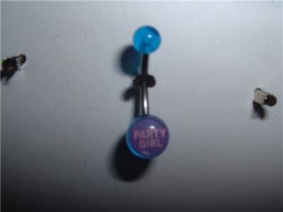 Acrylic Logo Belly Ring "Party Girl"14G New