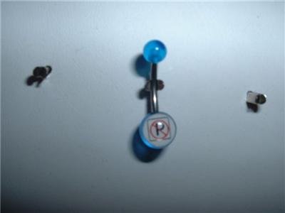 Acrylic Logo Belly Ring "No Parking" 14G New