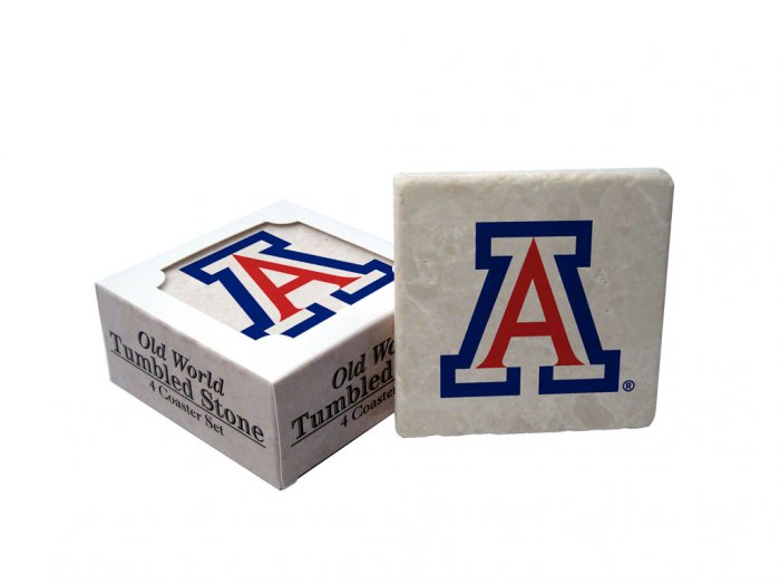 ARIZONA WILDCATS OLD WORLD TUMBLED STONE COASTER SET LIMITED EDITION FREE SHIPPING