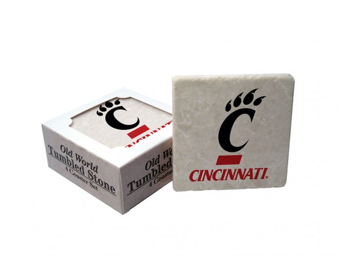 CINCINNATI BEARCATS OLD WORLD TUMBLED STONE COASTER SET LIMITED EDITION FREE SHIPPING