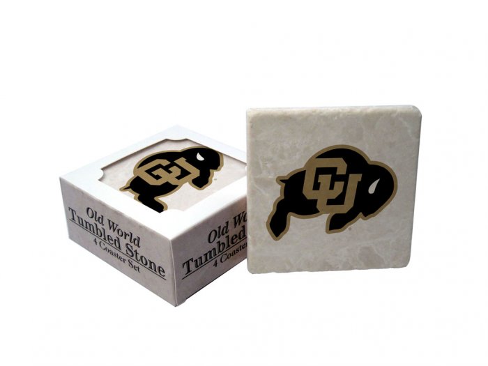 COLORADO BUFFALOES OLD WORLD TUMBLED STONE COASTER SET LIMITED EDITION FREE SHIPPING
