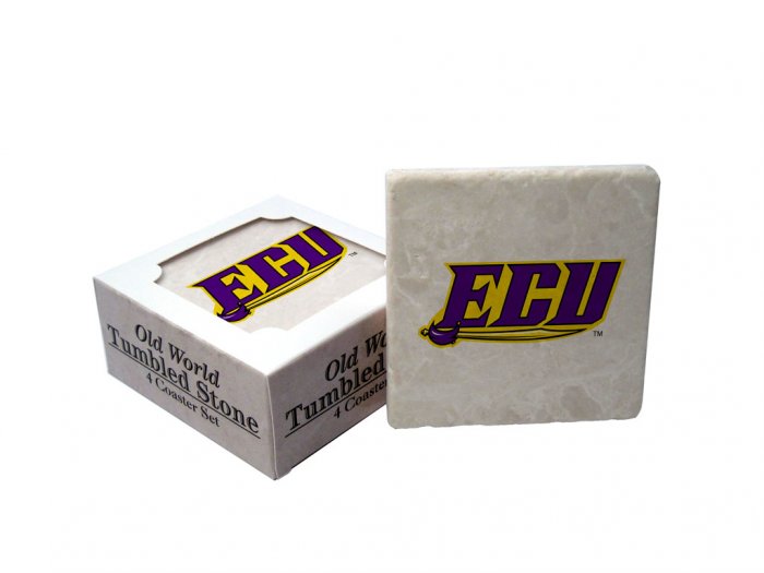 EAST CAROLINA PIRATES OLD WORLD TUMBLED STONE COASTER SET LIMITED EDITION FREE SHIPPING