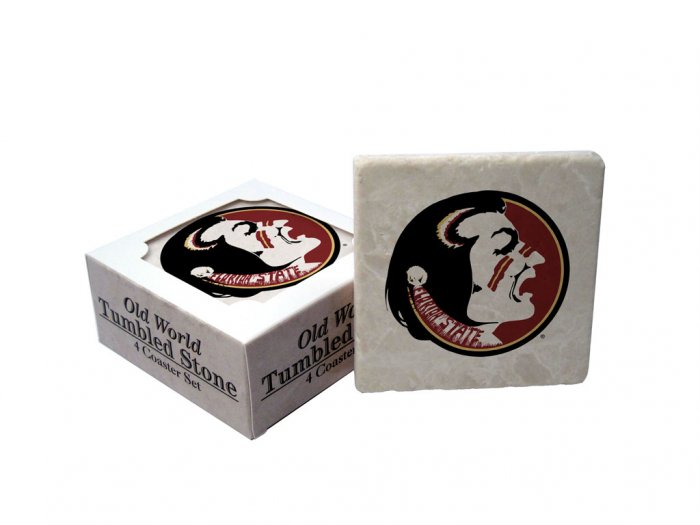 FLORIDA STATE SEMINOLES OLD WORLD TUMBLED STONE COASTER SET LIMITED EDITION FREE SHIPPING