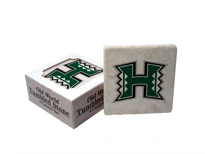 HAWAII RAINBOW WARRIORS OLD WORLD TUMBLED STONE COASTER SET LIMITED EDITION FREE SHIPPING