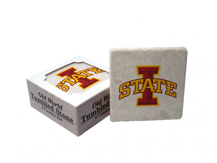 IOWA STATE CYCLONES OLD WORLD TUMBLED STONE COASTER SET LIMITED EDITION FREE SHIPPING