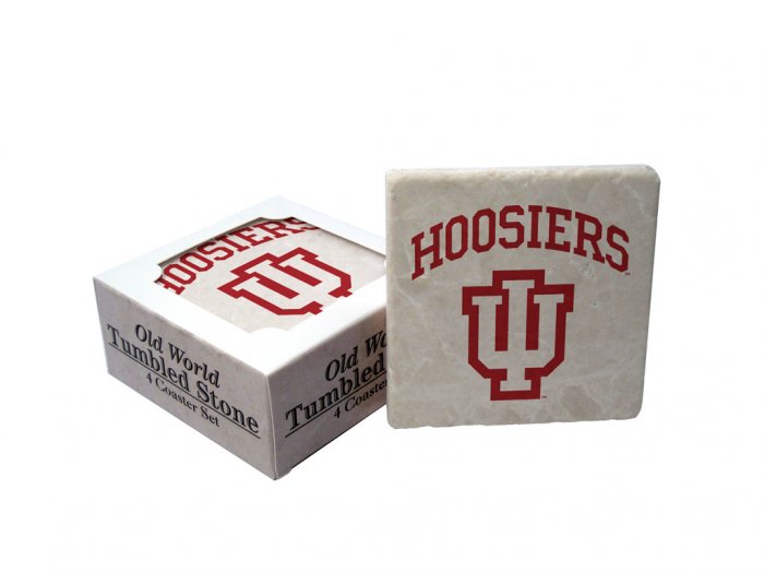 INDIANA HOOSIERS OLD WORLD TUMBLED STONE COASTER SET LIMITED EDITION FREE SHIPPING