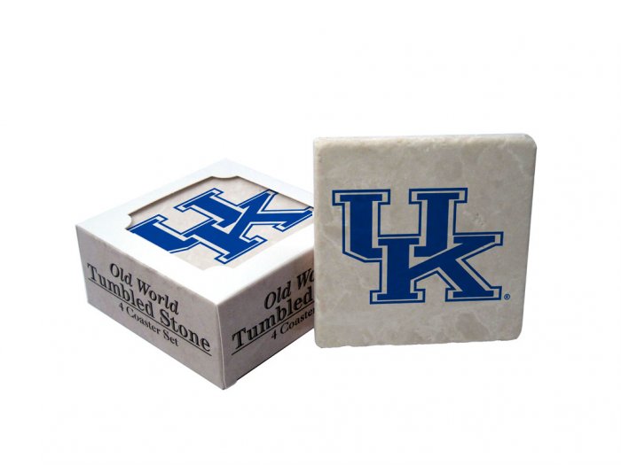 KENTUKCY WILDCATS OLD WORLD TUMBLED STONE COASTER SET LIMITED EDITION FREE SHIPPING