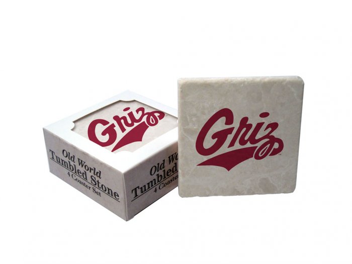MONTANA GRIZZLIES OLD WORLD TUMBLED STONE COASTER SET LIMITED EDITION FREE SHIPPING
