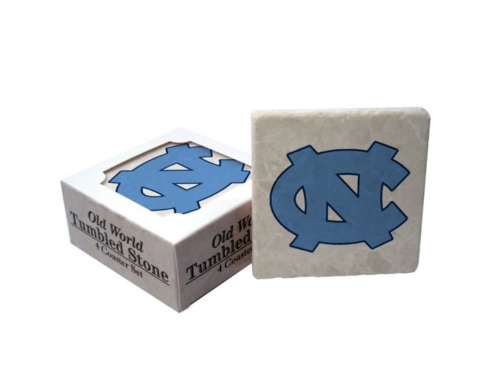 NORTH CAROLINA TAR HEELS OLD WORLD TUMBLED STONE COASTER SET LIMITED EDITION FREE SHIPPING