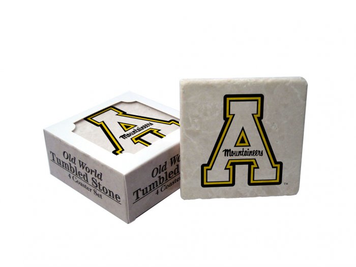 APPALACHIAN STATE MOUNTAINEERS OLD WORLD TUMBLED STONE COASTER SET LIMITED EDITION FREE SHIPPING