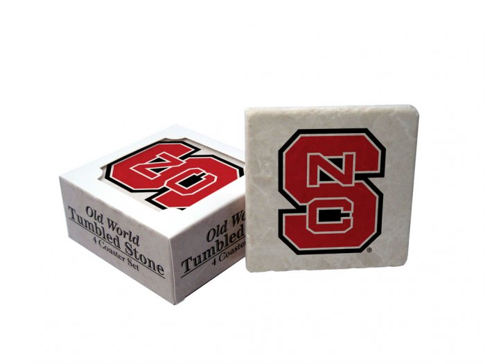 NORTH CAROLINA STATE WOLFPACK OLD WORLD TUMBLED STONE COASTER SET LIMITED EDITION
