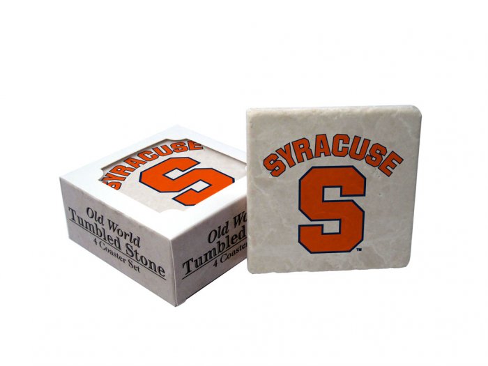SYRACUSE ORANGEMEN OLD WORLD TUMBLED STONE COASTER SET LIMITED EDITION FREE SHIPPING