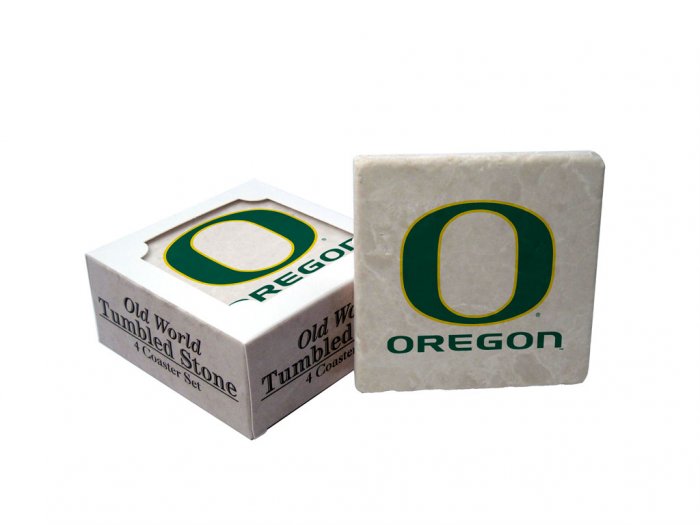 OREGON DUCKS OLD WORLD TUMBLED STONE COASTER SET LIMITED EDITION FREE SHIPPING