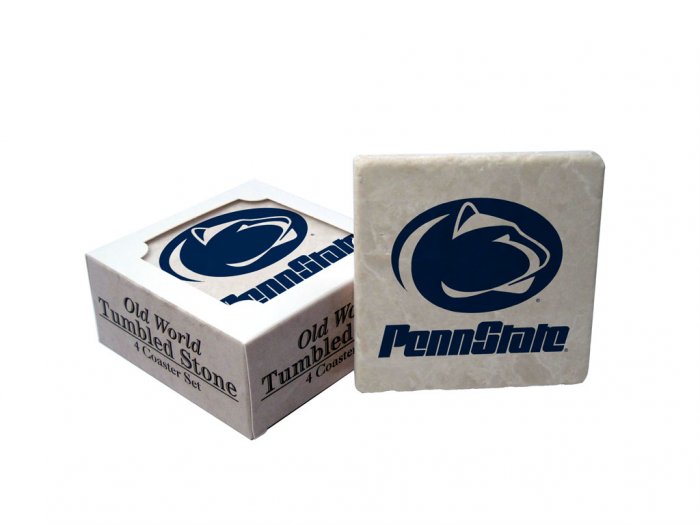 PENN STATE NITTANY LIONS OLD WORLD TUMBLED STONE COASTER SET LIMITED EDITION FREE SHIPPING