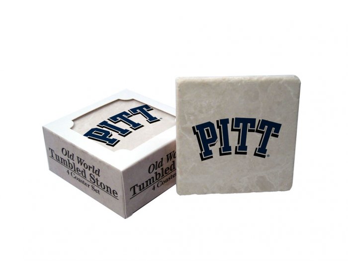 PITTSBURGH PANTHERS OLD WORLD TUMBLED STONE COASTER SET LIMITED EDITION FREE SHIPPING