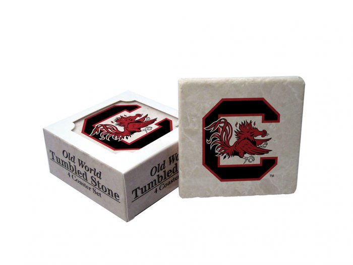 SOUTH CAROLINA GAMECOCKS OLD WORLD TUMBLED STONE COASTER SET LIMITED EDITION FREE SHIPPING