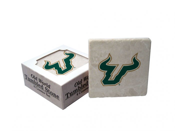 SOUTH FLORIDA BULLS OLD WORLD TUMBLED STONE COASTER SET LIMITED EDITION FREE SHIPPING