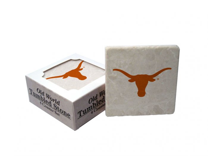 TEXAS LONGHORNS OLD WORLD TUMBLED STONE COASTER SET LIMITED EDITION FREE SHIPPING