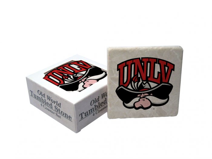 UNLV NEVADA - LAS VEGAS REBELS OLD WORLD TUMBLED STONE COASTER SET LIMITED EDITION FREE SHIPPING
