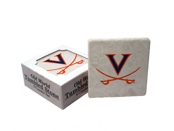VIRGINIA CAVALIERS OLD WORLD TUMBLED STONE COASTER SET LIMITED EDITION FREE SHIPPING