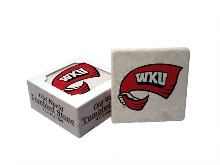 WESTERN KENTUCKY HILLTOPPERS OLD WORLD TUMBLED STONE COASTER SET LIMITED EDITION FREE SHIPPING