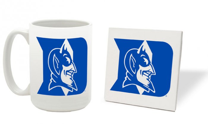 DUKE BLUE DEVILS 15 OUNCE CLASSIC COLLECTION LOGO SERIES MUG WITH MATCHING COASTER FREE SHIPPING